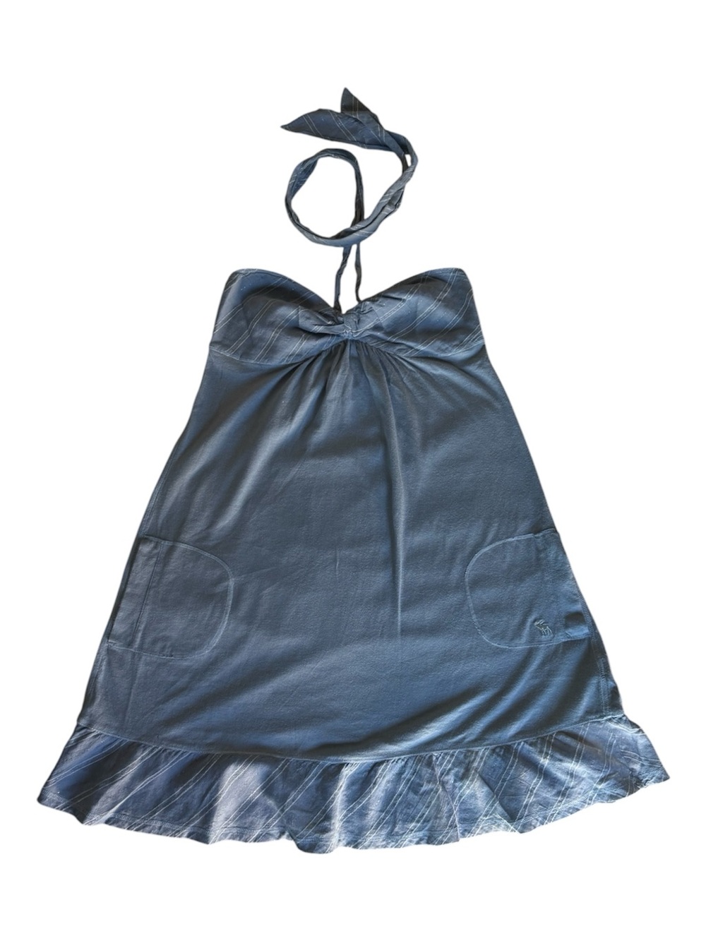 Abercrombie & Fitch Blue Halter Chemise with Ruffle Hem